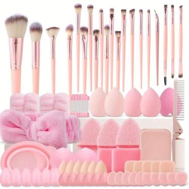 Imagem de Kit de 101 Peças de Pincel de Maquiagem com Esponja, Puff e Acessórios