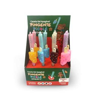 Imagem de CANETA GEL APAGAVEL 0.5 COM PINGENTE PICOLÉ 0.5 - DISPLAY C/ 12 UND LEO&LEO