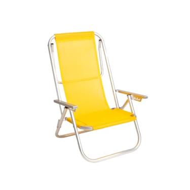 Imagem de CADEIRA DE PRAIA ATÉ 150KG PISCINA CAMPO E JARDIM 5 POSIÇÕES DE AJUSTES - REFORÇADA - AMARELA