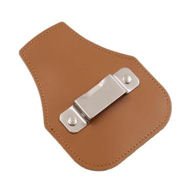 Imagem de Bothyi Suporte para fita métrica, suporte para ferramentas, resistente, bolsa, para fita métrica, clipe de cinto para ferramentas para carpinteiros, Marrom Claro