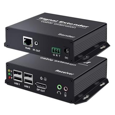 Imagem de Torileaf Extensor KVM DisplayPort, 4K @ 30Hz DisplayPort KVM Extender Over Cat5e/6/7 até 394FT/120M, extensor DP KVM com 4 portas USB 2.0, EDID, Plug and Play, zero latência