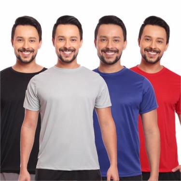 Imagem de Kit 4 Camisas Masculina Manga Curta Dry Fit Proteção Uv - Brás e Cia, 