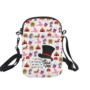 Imagem de Showman Bolsa tiracolo Circus Crew Gift I Am Brave I Am Bruised I Am Who I'm Meant To Be This Is Me Showman Musical Sling Bag, Branco