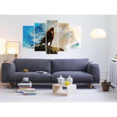 Imagem de Quadro Decorativo Mosaico 5 Peças Mod204 Leão De Judá Céu 03 - Eco Dec