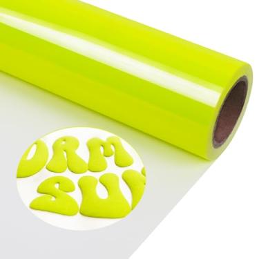 Imagem de TORC Neon Yellow Puff Htv - 30 Cm X 1,5 M, Vinil De Transferência Térmica 3D Para Camisetas, Projetos Artesanato Diy Compatíveis Com Todos Os Cortadores, Fácil Cortar, Remover E Aplicar Designs Impr