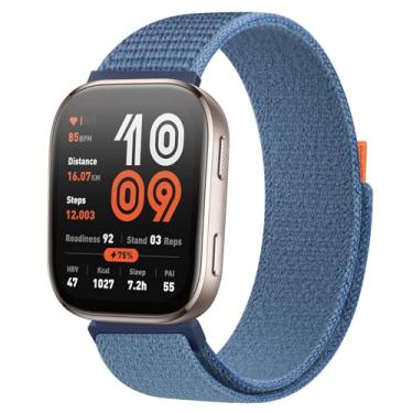 Imagem de AK Pulseira de nylon compatível com Amazfit Bip 6/Bip 5, pulseira Amazfit GTR 4, pulseira esportiva macia de 22 mm para Amazfit Bip 6/Bip 5/GTR 4 feminino e masculino (azul escuro)