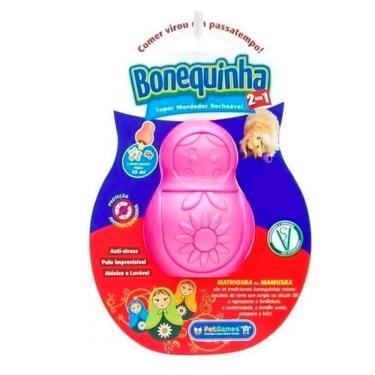 Imagem de Brinquedo mordedor recheável para cachorro Pet Games Bonequinha Rosa Médio
