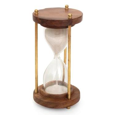Imagem de Relógio decorativo de 1 minuto ampulheta de madeira com temporizador de areia, vidro, vintage, estilo antigo, colecionadores náuticos, lembrança, ideias de presente criativas exclusivas para casa