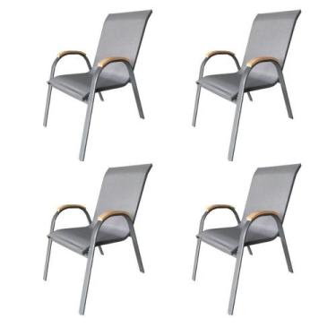 Imagem de Kit 4 Cadeiras Empilhável com Braço Pipa Maresias Fratini 96 cm altura