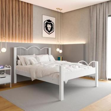 Imagem de Cama Casal MDF Oasis Preto/Nature 151x202cm - Lion Loja, branco