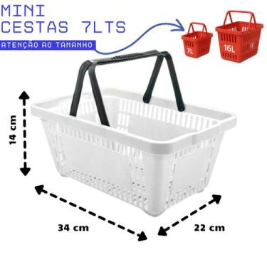 Imagem de KIT 5 Mini Cestas/Cestinhas Farmácia 34x22x14cm Cesta Mercado Loja 7lt