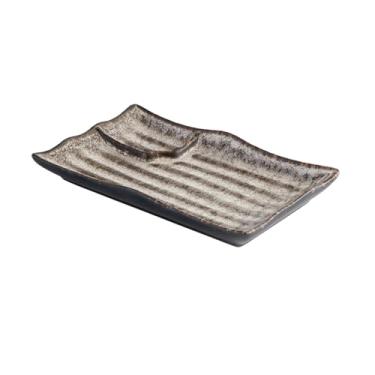 Imagem de Prato de sushi sashimi de cerâmica com tira irregular criativa estilo japonês - prato de 21,6 cm - padrão de pedra