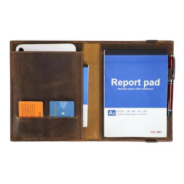 Imagem de CONTACTS Pasta de Notebook de Couro Legítimo para iPad Mini Capa de Livro A5 Pasta de Arquivo de Viagem Material de Escritório para Escola