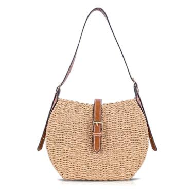 Imagem de QTKJ Bolsa de praia de palha para mulheres, sacola de grande capacidade, bolsa de mão para férias, viagens, uso diário (estilos 321