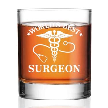 Imagem de Perfectinsoy World's Best Surgeon Whisky Glass, presentes premium para médicos, pioneiros médicos, apreciação engraçada do cirurgião, vidro Bourbon Scotch Rocks para homens e mulheres