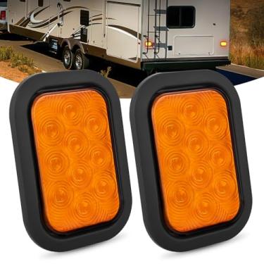 Imagem de Nilight Luz traseira retangular de 12,7 cm x 7,6 cm, 2 peças, luz de seta âmbar de 10 LEDs, IP67, à prova d'água, com plugues de ilhós de montagem embutida para caminhão de 12 V, ATV, UTV, ônibus,