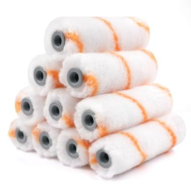 Imagem de ROLLINGDOG Capas de rolo de pintura pequenas de 10 cm - Capas de rolo de poliéster para superfícies semi lisas a semi ásperas (pacote com 10)