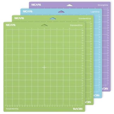 Imagem de Nicapa Tapete de corte de 30,5 x 30,5 cm para Cricut Maker 3/Explore 3/Maker/Air/2/One (4 pacotes - 2 x aderências padrão、Lightgrip、Stronggrip) Conjunto de tapetes de corte quadrado flexível