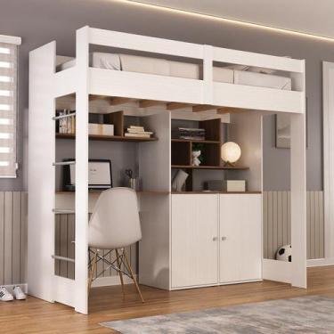 Imagem de Cama de Solteiro Zwork 2 Portas com Escrivaninha Multifuncional Yescas