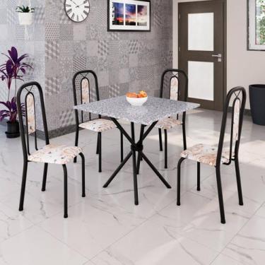 Imagem de Conjunto para Sala de Jantar com 4 Cadeiras Lívia Bege / Preto - Soma 