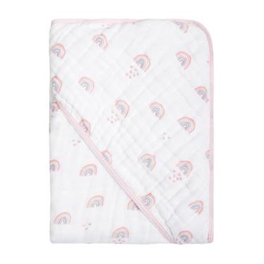 Imagem de Toalha com Capuz para Bebê – 100% Algodão Forrada com Fralda Soft – Alta Absorção – Estampas Variadas – 80x80 cm – Loja Era Uma Vez (Chuva de Amor, Padrão)
