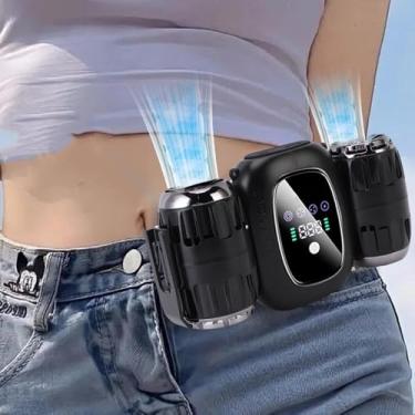 Imagem de Asixxsix Fã da Cintura Portátil, Turbina Dupla de Alta Velocidade fã Pessoal Vestível, Ventiladores de Pescoço Sem Mãos, Ventiladores de Cinto Vestíveis para Acampar, Ao Ar Livre,