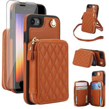 Imagem de Capa de celular para iPhone 7/8/SE 2020/2022 carteira com protetor de tela, bloqueio de RFID, suporte para cartão iPhone7 iPhone8 7s 8s i SE2020 SE2022 2/2nd/3/3ª geração SE2 SE3 7SE 8SE 8SE mulheres