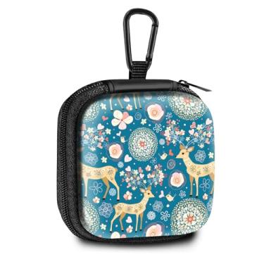 Imagem de Bolsa de armazenamento de moedas com cabo de dados quadrado, à prova de choque e à prova de quedas, material de EVA compatível com AirPods (alce colorido)