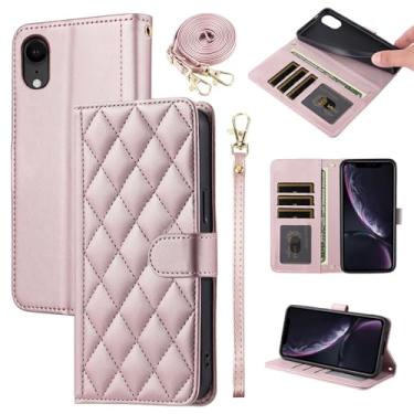 Imagem de Furiet Capa carteira para iPhone XR 6.1 com alça de pulso, alça de ombro, vários compartimentos para cartões, capa de telefone com suporte de couro PU para iPhoneXR iPhone10R i Phonex 10XR 10R RX CR