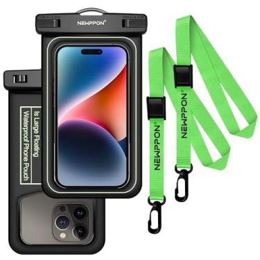 Imagem de Pacote com 2 bolsas flutuantes à prova d'água para celular - Protetor de celular transparente flutuante com cordão - Bolsa seca universal flutuante à prova d'água para iPhone Samsung Galaxy para praia