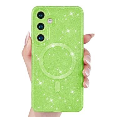Imagem de Svanove Capa de celular com glitter para Samsung Galaxy S23 FE magnética compatível com Magsafe, capas femininas brilhantes brilhantes para mulheres, capa protetora de gel de borracha de silicone