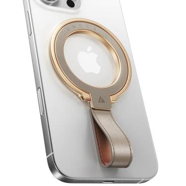 Imagem de andobil [Couro Premium 2025] Suporte Magnético Para Celular Magsafe [Estabilidade Incomparável] Ajustável Com Alça De Couro Compatível Acessórios E Iphone 16 Pro Max/15/14/13, Cinza