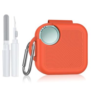 Imagem de POZCIS Capa para CMF Buds 2 Plus/CMF Buds 2/CMF Buds Pro 2, capa protetora de silicone macio à prova de arranhões com mosquetão e kit de limpeza conjunto de acessórios (laranja)