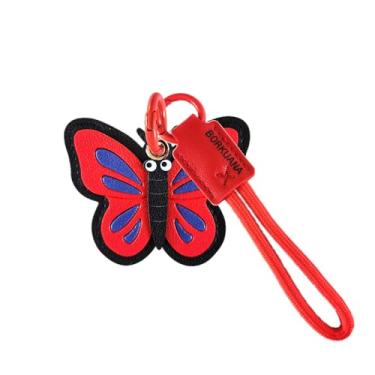 Imagem de Capa de couro compatível com AirTag, linda capa protetora com chaveiro e cordão, antiarranhões, rastreador GPS para chaves, bolsa, animais de estimação (borboleta)