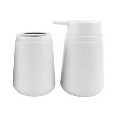 Imagem de Conjunto Organizador para Banheiro Acqua Mood - Kit 2 Peças (Porta Sabonete Líquido e Creme Dental) - Design Moderno em Polipropileno - Verde Mint, Branco ou Preto (Branco)