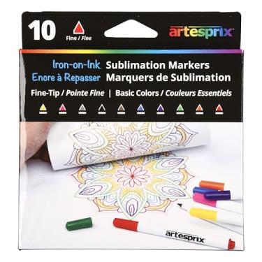 Imagem de Artesprix Marcadores de ferro sobre tinta para impressão e desenho por sublimação, ponta fina de cor básica, conjunto de 10 cores