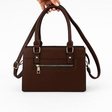 Imagem de Bolsa Feminina Chique Estruturada com Alça Dupla e Zíper Dourado Ideal
