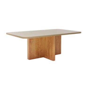 Imagem de Mesa de Jantar Retangular com Tampo de Vidro Parma Naturale e Pérola 1