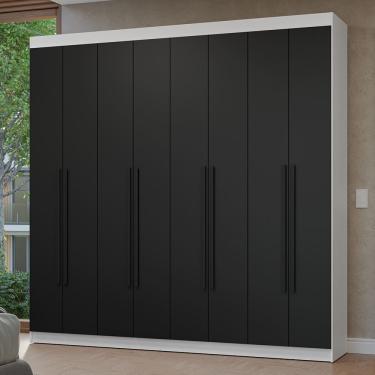 Imagem de Guarda-Roupa Casal 8 Portas Batentes Branco/Preto/Preto Netuno Madesa