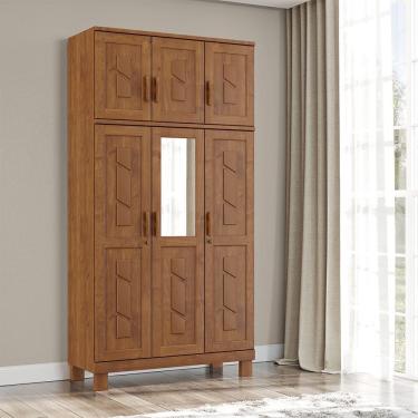 Imagem de Guarda Roupa Bipartido 6 Portas com Espelho Linha Cobre 1274C Castanho Finestra
