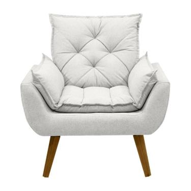 Imagem de Poltrona Opala Conforto Aconchego Tecido Linho E Pés Palito Bege