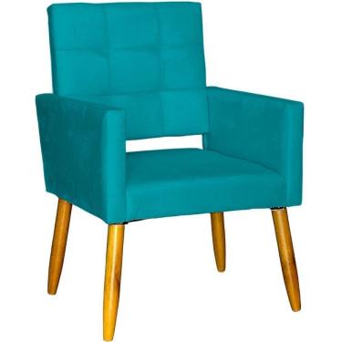 Imagem de Poltrona Decorativa Para Sala Recepção Isa Suede Cores Pé Palito Castanho