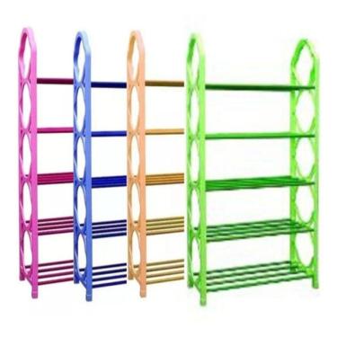 Imagem de Prateleira Organizador Multiuso Sapateira Ate 10 Pares Grande Estante 5 Prateleiras 20 Sapatos ical Verde