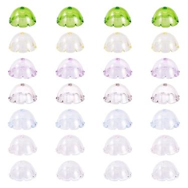 Imagem de Craftdady 28 peças de tampas transparentes de contas verdes de acrílico contas espaçadoras em forma de flor mini trompete contas soltas tampas florais transparentes 22 x 11 mm para fazer joias