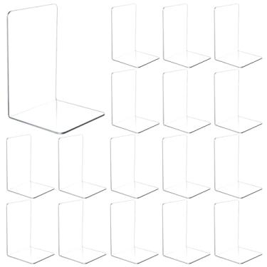 Imagem de 16 suportes de livros transparentes para livros pesados, organizador de prateleira de livros de acrílico para mesa, suportes de plástico resistente, divisórias de estante invisíveis decorativas