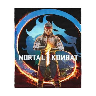 Imagem de Cobertor Mortal Kombat Silk Touch Sherpa – Logotipo Liu Kang Zen, frente de lã ultramacia com costas de sherpa aconchegante, 102 x 127 cm