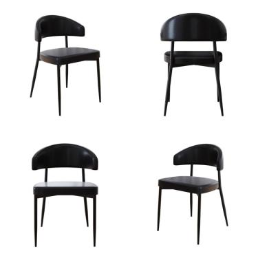 Imagem de 4 Unidades Cadeira Bless Fixa C/4 Pés 53 X 55 X 78cm. Courino Preto Courino Preto