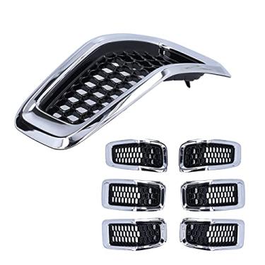 Imagem de AYNEFY GRILLES 7PCS GRILE MESH Inserir Fluxo de Ar para Evitar Superaquecimento Capa Grade Frontal Proteja Os Acessórios do Carro do Motor Fit para Cherokee 2014 - Inserções de Grade Frontal 2018