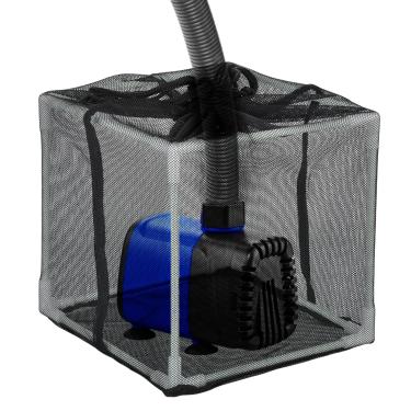 Imagem de Rainmae Caixa de filtro de lagoa de 25 cm, bolsa de barreira de bomba, saco de filtro antientupimento para lagos com suporte de cubo, bolsa de barreira de bomba de água de malha preta cesta para lagos
