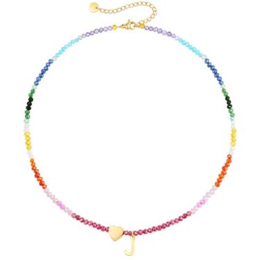 Imagem de Treasure Bender Colares de contas com inicial para mulheres, meninas, crianças, delicados, com contas e letras iniciais, presentes para meninas adolescentes, roupas modernas, verão, praia, joias